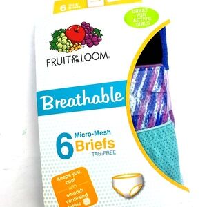 Fruit of the Loom Girls Underwear Briefs Size 12 Tag Free 6 Pack Children Kids
